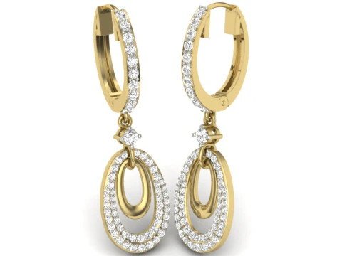 Printable 3D Jewelry design of Earrings with diamonds 3D Model