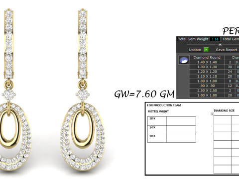 Printable 3D Jewelry design of Earrings with diamonds Model 3D