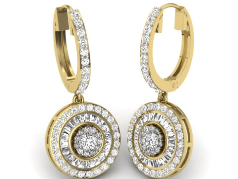 Printable 3D Jewelry design of Earrings with diamonds Model 3D