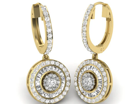 Printable 3D Jewelry design of Earrings with diamonds 3D Model