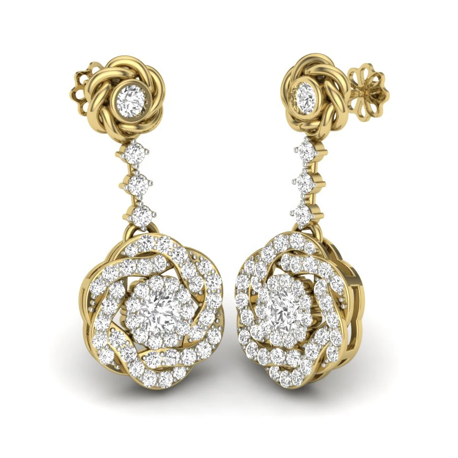 Printable 3D Jewelry design of Earrings with diamonds 3D Model .c4d .max .obj .3ds .fbx .stl .blend 