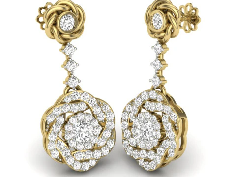 Printable 3D Jewelry design of Earrings with diamonds 3D Model
