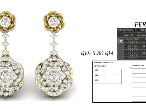 Printable 3D Jewelry design of Earrings with diamonds Model 3D