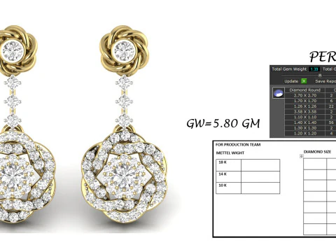 Printable 3D Jewelry design of Earrings with diamonds 3D Model