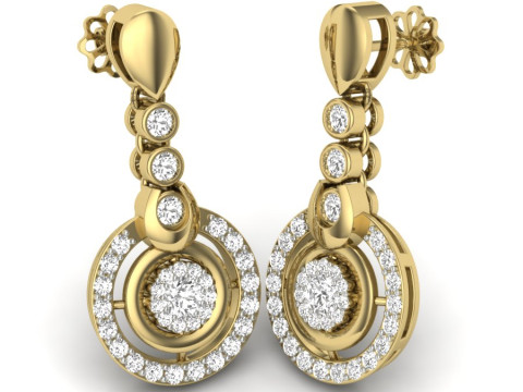Printable 3D Jewelry design of Earrings with diamonds Model 3D
