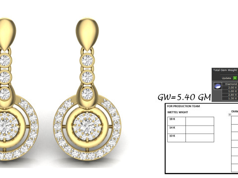 Printable 3D Jewelry design of Earrings with diamonds Modelo 3D