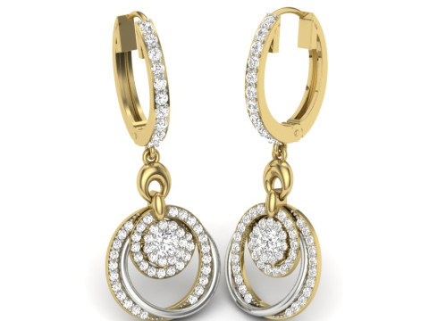 Printable 3D Jewelry design of Earrings with diamonds Model 3D