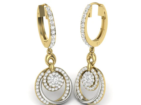 Printable 3D Jewelry design of Earrings with diamonds 3D Model