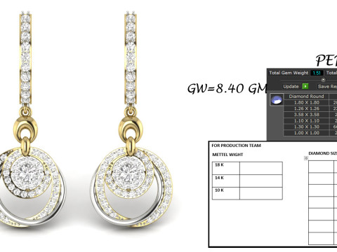 Printable 3D Jewelry design of Earrings with diamonds 3D Model
