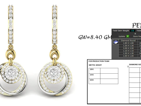 Printable 3D Jewelry design of Earrings with diamonds 3D Model