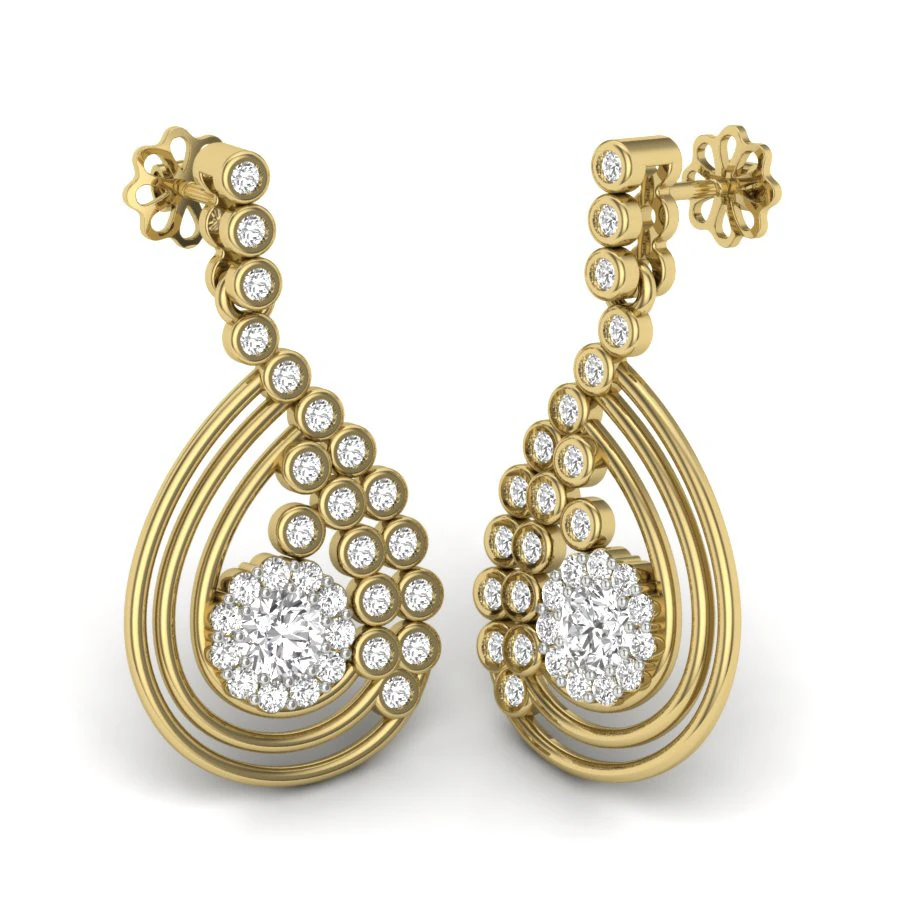 Printable 3D Jewelry design of Earrings with diamonds 3D Model .c4d .max .obj .3ds .fbx .stl .blend 