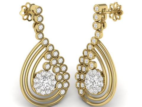 Printable 3D Jewelry design of Earrings with diamonds Model 3D