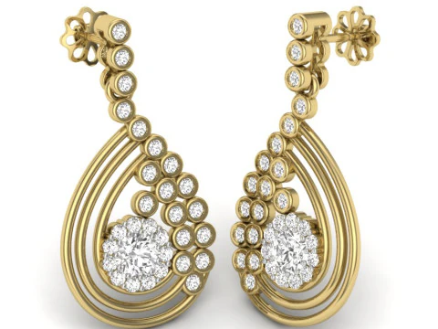 Printable 3D Jewelry design of Earrings with diamonds 3D Model