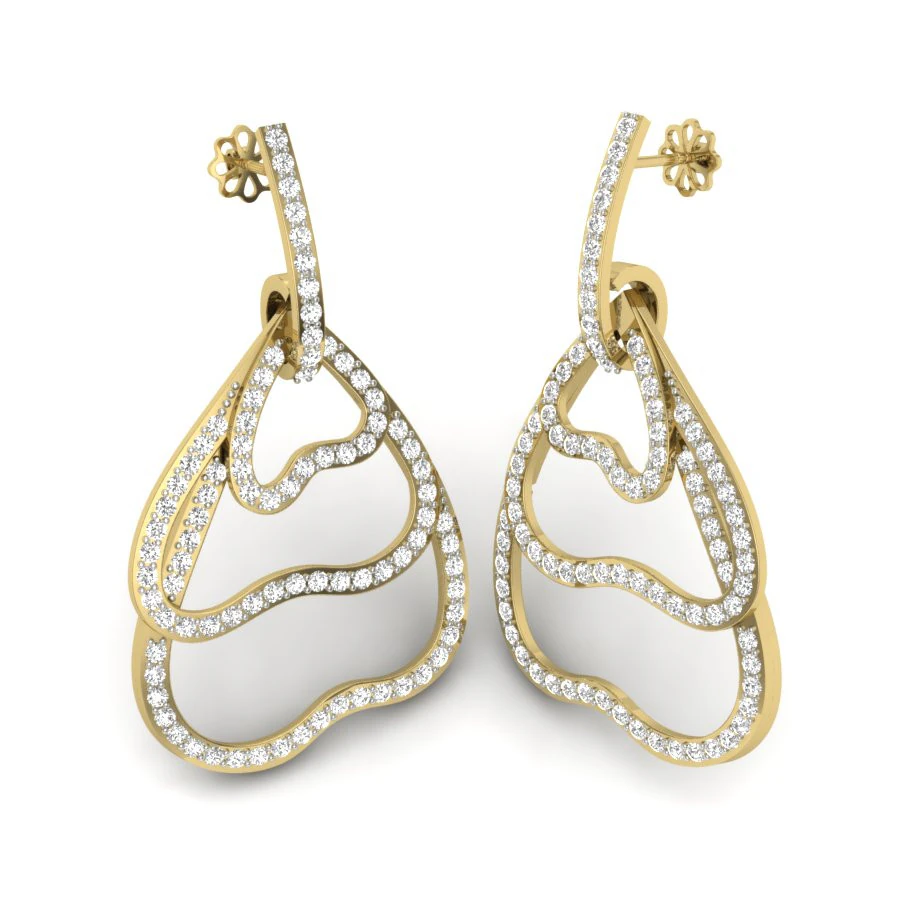 Printable 3D Jewelry design of Earrings with diamonds 3D Model .c4d .max .obj .3ds .fbx .stl .blend 
