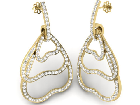 Printable 3D Jewelry design of Earrings with diamonds Model 3D