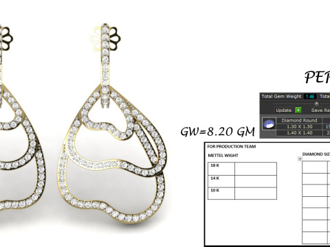 Printable 3D Jewelry design of Earrings with diamonds 3Dモデル