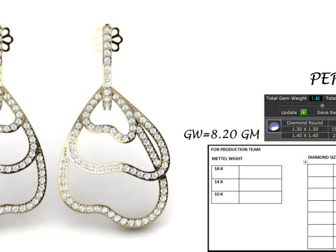 Printable 3D Jewelry design of Earrings with diamonds 3D Model