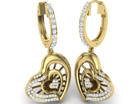 Printable 3D Jewelry design of Earrings with diamonds Model 3D