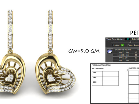 Printable 3D Jewelry design of Earrings with diamonds 3D 모델