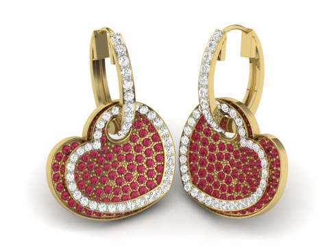 Printable 3D Jewelry design of Earrings with diamonds Model 3D