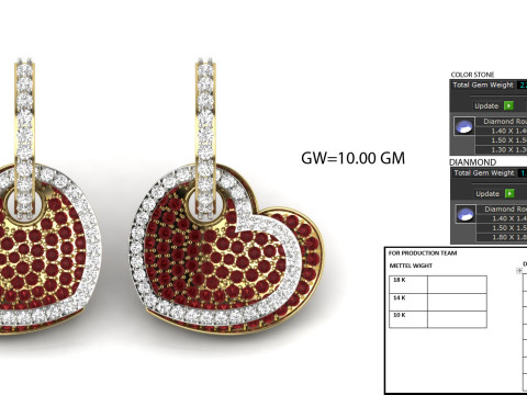 Printable 3D Jewelry design of Earrings with diamonds Model 3D