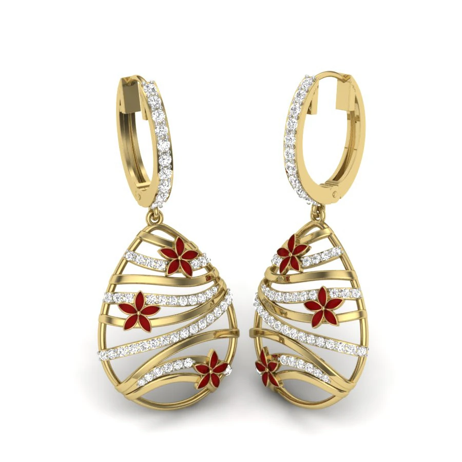 Printable 3D Jewelry design of Earrings with diamonds 3D Model .c4d .max .obj .3ds .fbx .stl .blend 