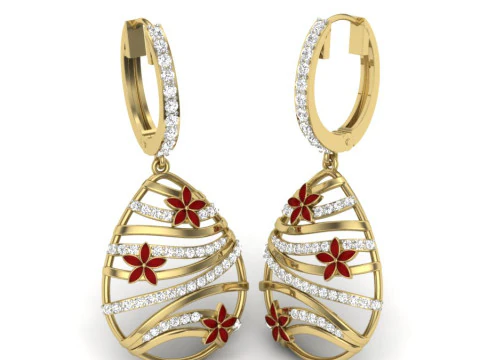 Printable 3D Jewelry design of Earrings with diamonds 3D Model