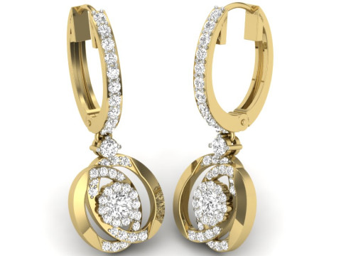 Printable 3D Jewelry design of Earrings with diamonds Model 3D