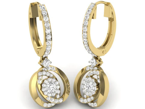 Printable 3D Jewelry design of Earrings with diamonds 3D Model