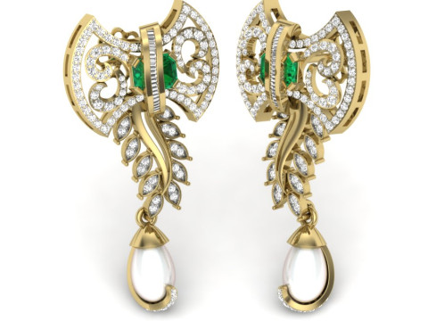 Printable 3D Jewelry design of Earrings with diamonds 3D 模型
