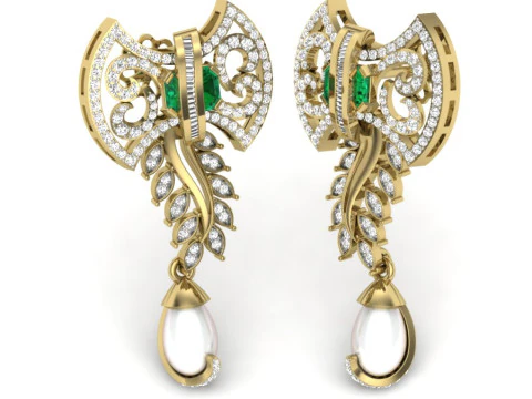 Printable 3D Jewelry design of Earrings with diamonds 3D Model