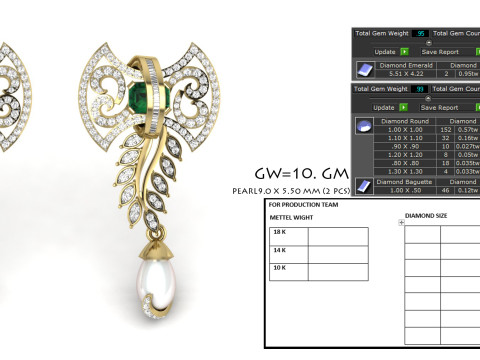 Printable 3D Jewelry design of Earrings with diamonds Model 3D