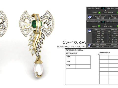 Printable 3D Jewelry design of Earrings with diamonds 3D Model