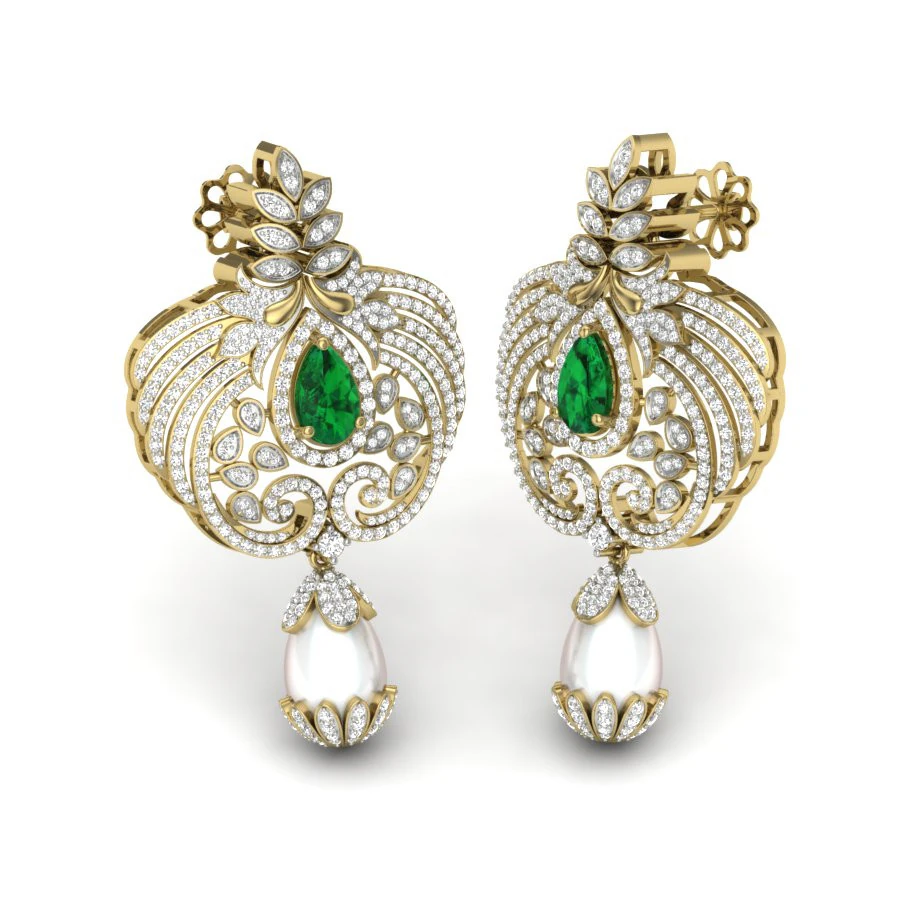Printable 3D Jewelry design of Earrings with diamonds 3D Model .c4d .max .obj .3ds .fbx .stl .blend 