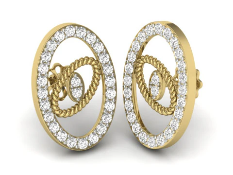 Printable 3D Jewelry design of Earrings with diamonds 3D Model