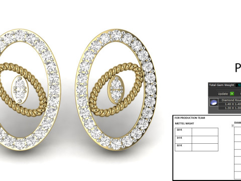 Printable 3D Jewelry design of Earrings with diamonds 3D Модель
