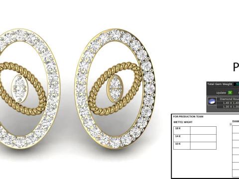 Printable 3D Jewelry design of Earrings with diamonds 3D Model