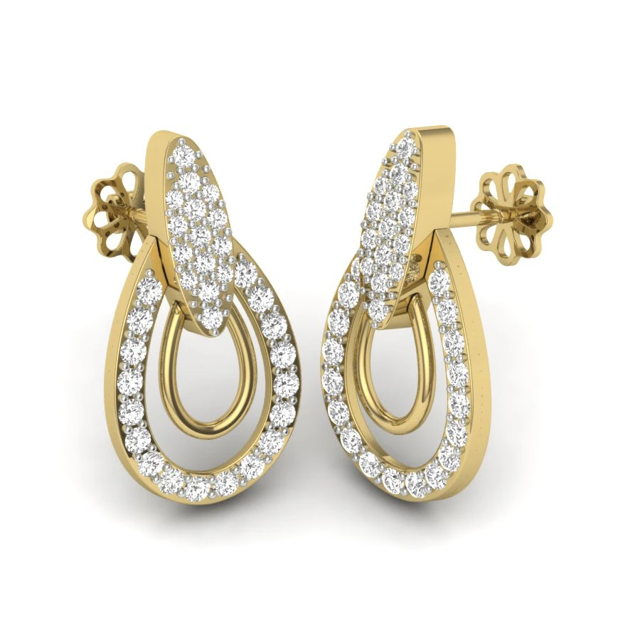 Printable 3D Jewelry design of Earrings with diamonds 3D Model .c4d .max .obj .3ds .fbx .stl .blend 