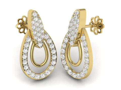 Printable 3D Jewelry design of Earrings with diamonds 3D Model