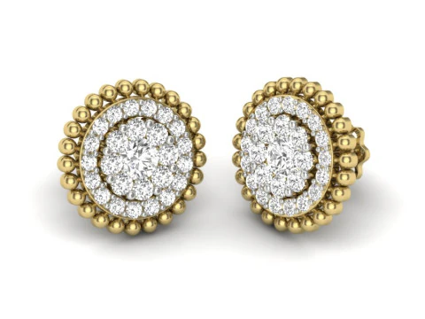 Printable 3D Jewelry design of Earrings with diamonds 3D Model