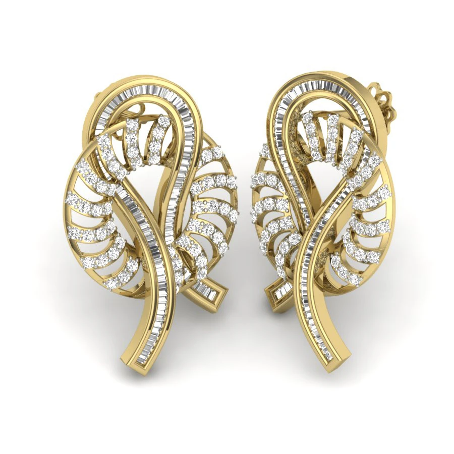 Printable 3D Jewelry design of Earrings with diamonds 3D Model .c4d .max .obj .3ds .fbx .stl .blend 