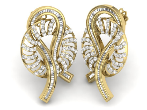 Printable 3D Jewelry design of Earrings with diamonds Model 3D