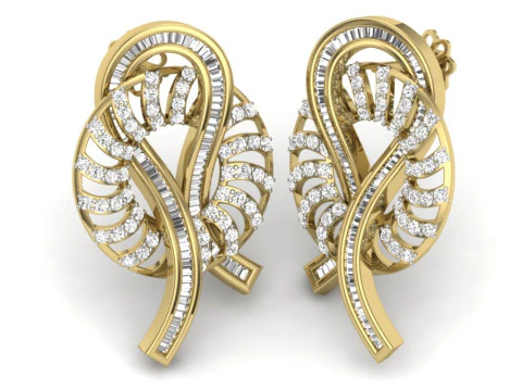 Printable 3D Jewelry design of Earrings with diamonds 3D Model