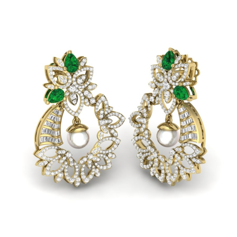 Printable 3D Jewelry design of Earrings with diamonds Model 3D .c4d .max .obj .3ds .fbx .stl .blend