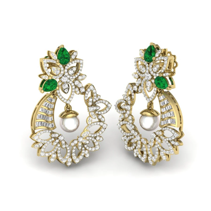 Printable 3D Jewelry design of Earrings with diamonds 3D Model .c4d .max .obj .3ds .fbx .stl .blend 