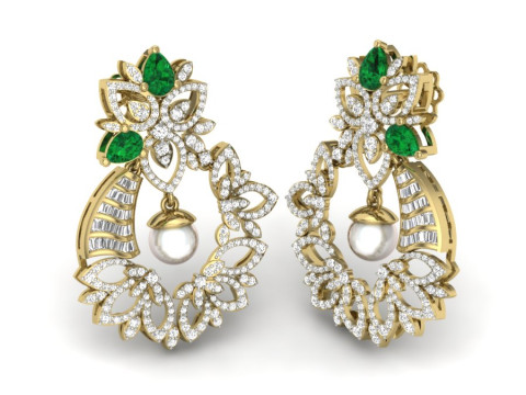 Printable 3D Jewelry design of Earrings with diamonds Model 3D