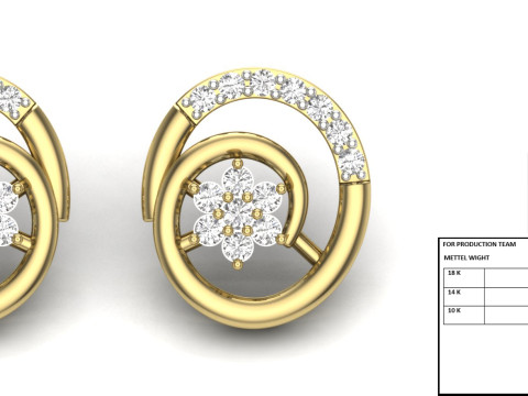 Printable 3D Jewelry design of Earrings with diamonds Model 3D