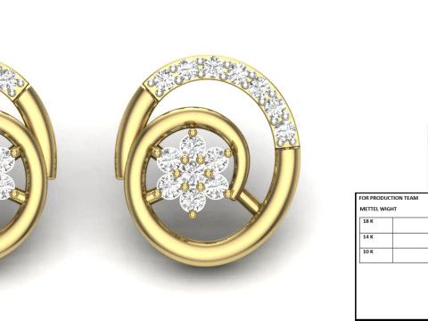 Printable 3D Jewelry design of Earrings with diamonds 3D Model