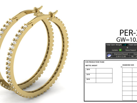 Printable 3D Jewelry design of Earrings with diamonds 3D Model