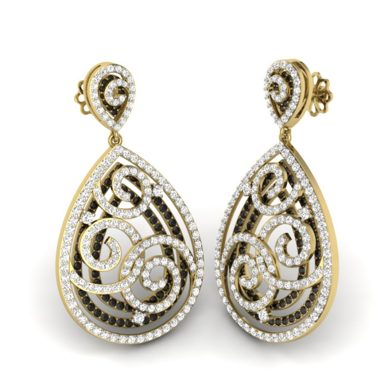 Printable 3D Jewelry design of Earrings with diamonds 3D Model .c4d .max .obj .3ds .fbx .stl .blend